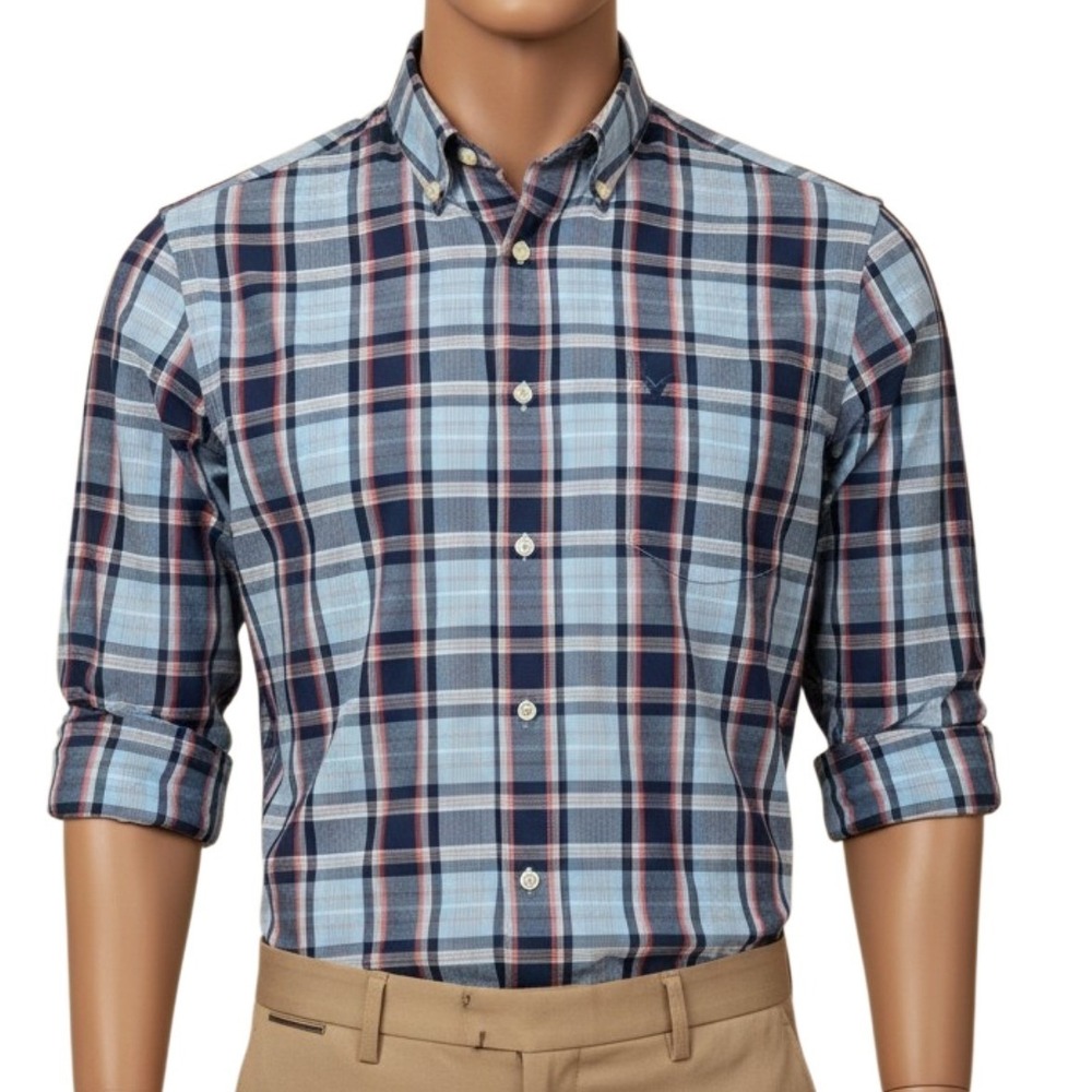 American Eagle Plaid‎ Button Down Shirt Men's S Athletic Cotton Preppy